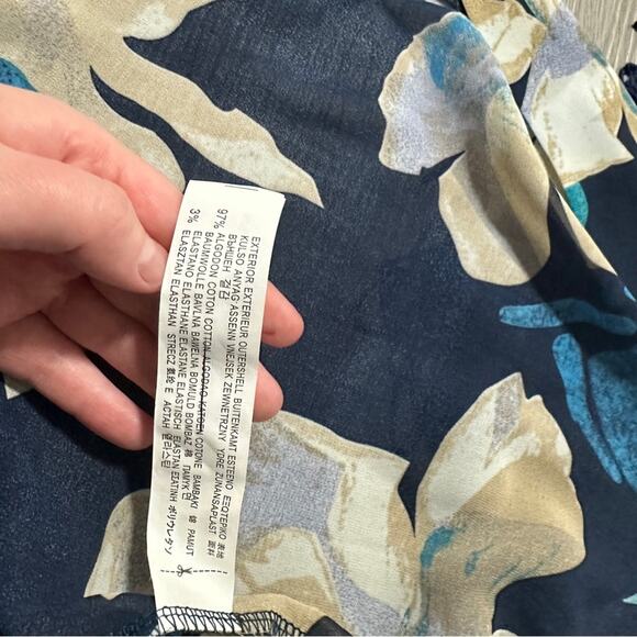 Zara Navy Blue & Blue Floral Print Fringe Cardigan Kimono Size L - Picture 7 of 9